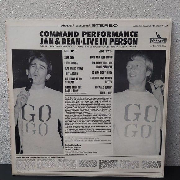 Jan & Dean - Command Performance Live in Person Vinyl LP Liberty Records 1965 - Picture 2 of 8